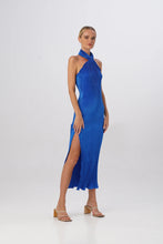 Load image into Gallery viewer, L’IDÈE SOIREE PLEATED HALTER GOWN - MOROCCAN BLUE
